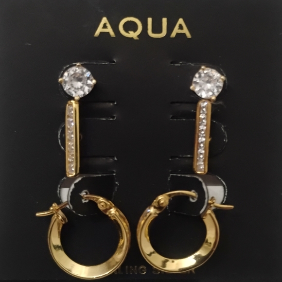 Aqua Jewelry - Aqua 18K Gold-Plated Sterling Silver Earring Set NWT